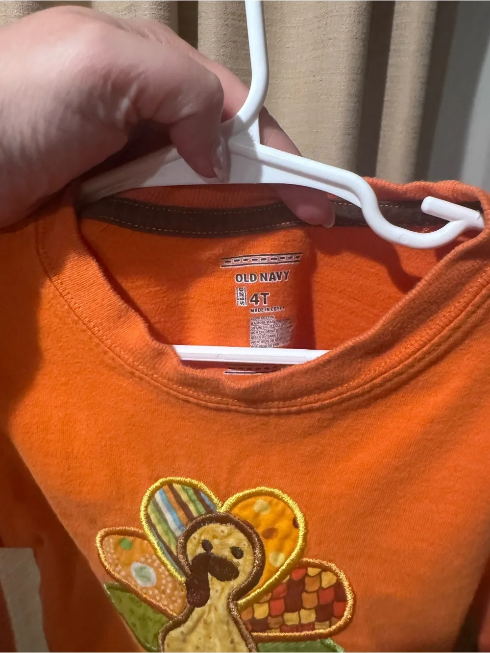 Old Navy Orange Long-Sleeve Shirt with Turkey Appliqué